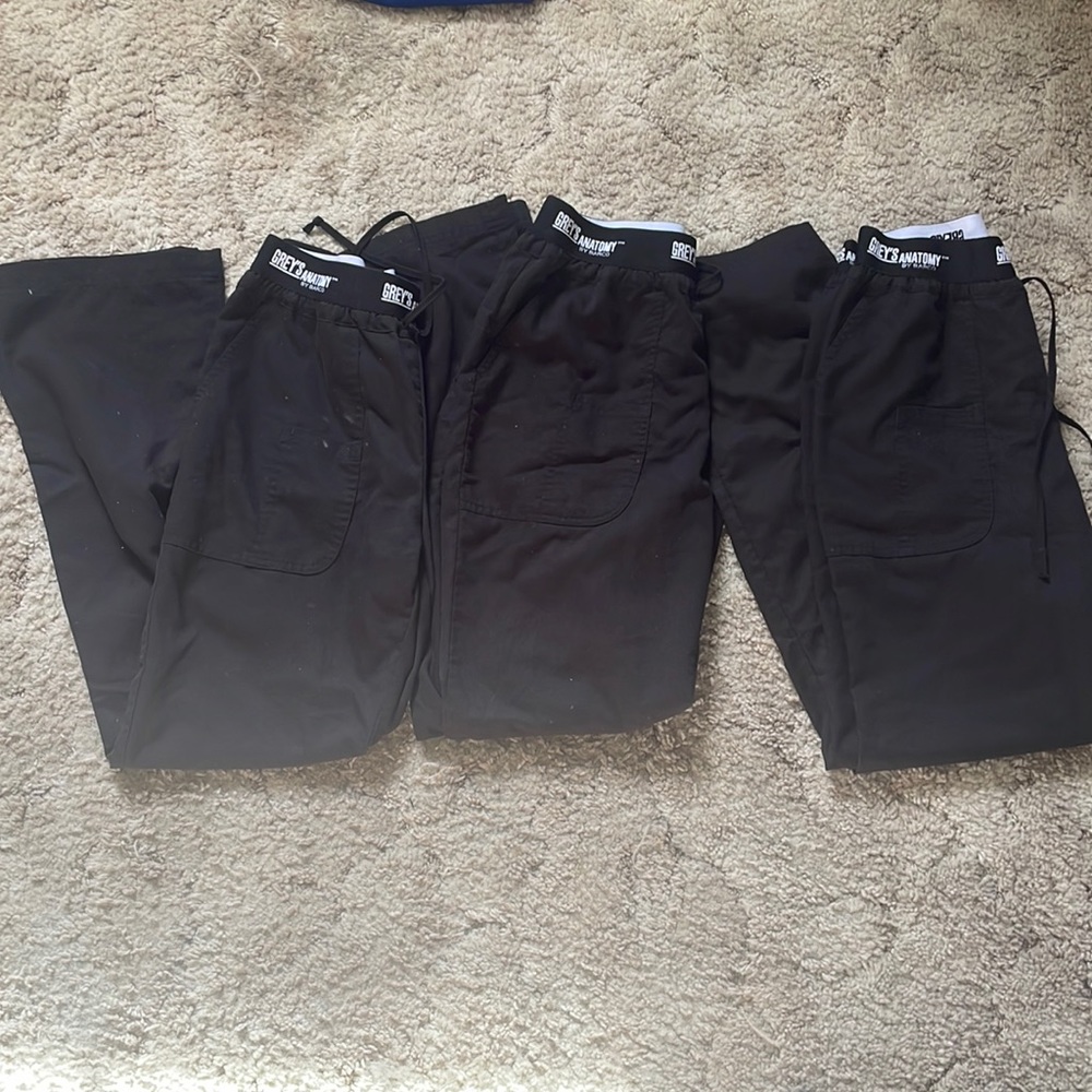 3 pairs of grey anatomy black scrub pants
